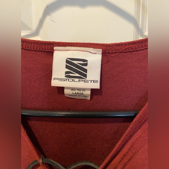 Men’s Burgundy Lace-up Tank Top - Picture 2 of 4